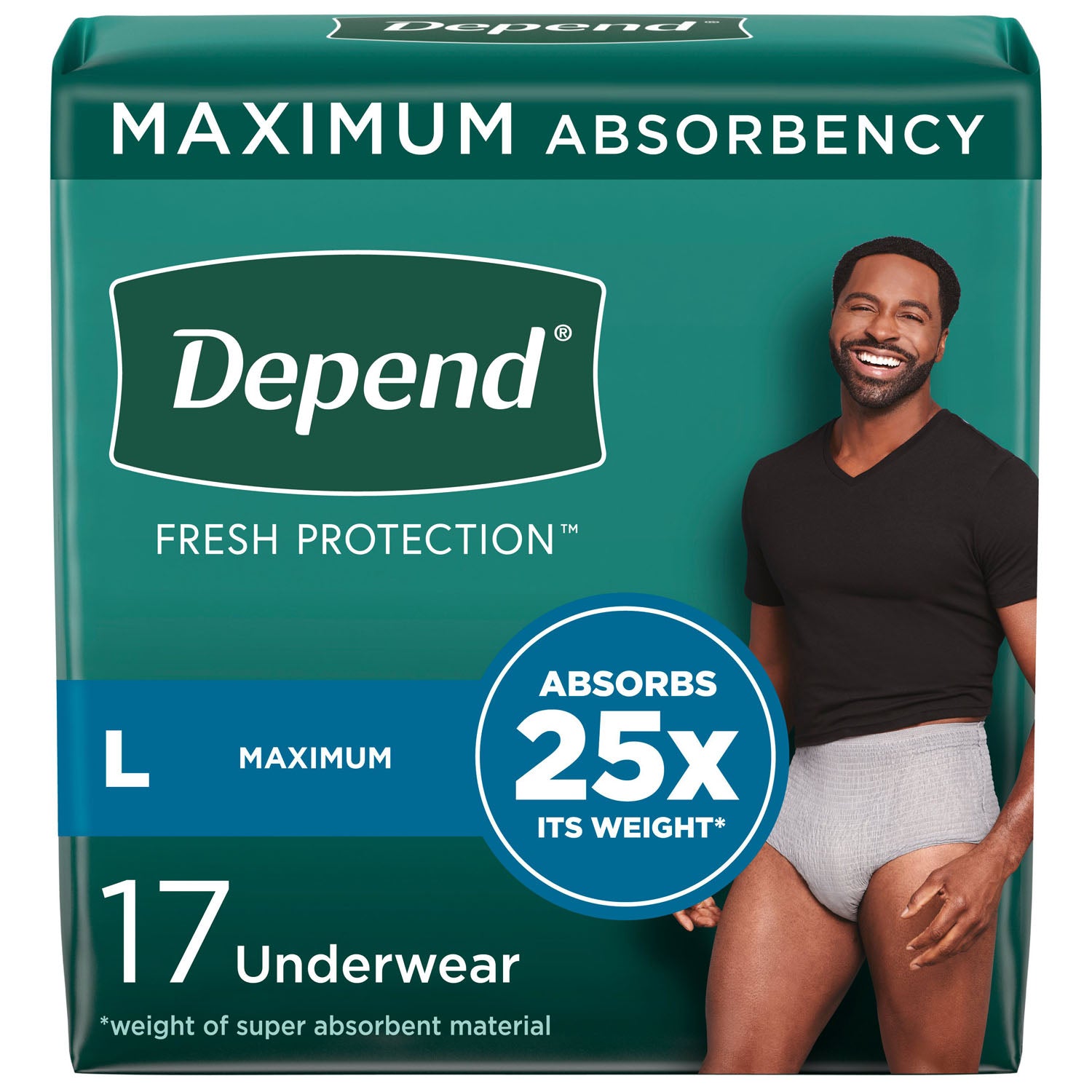Underwear, Maximum Absorbency, Large, Men, 17/pk, 2 pk/cs