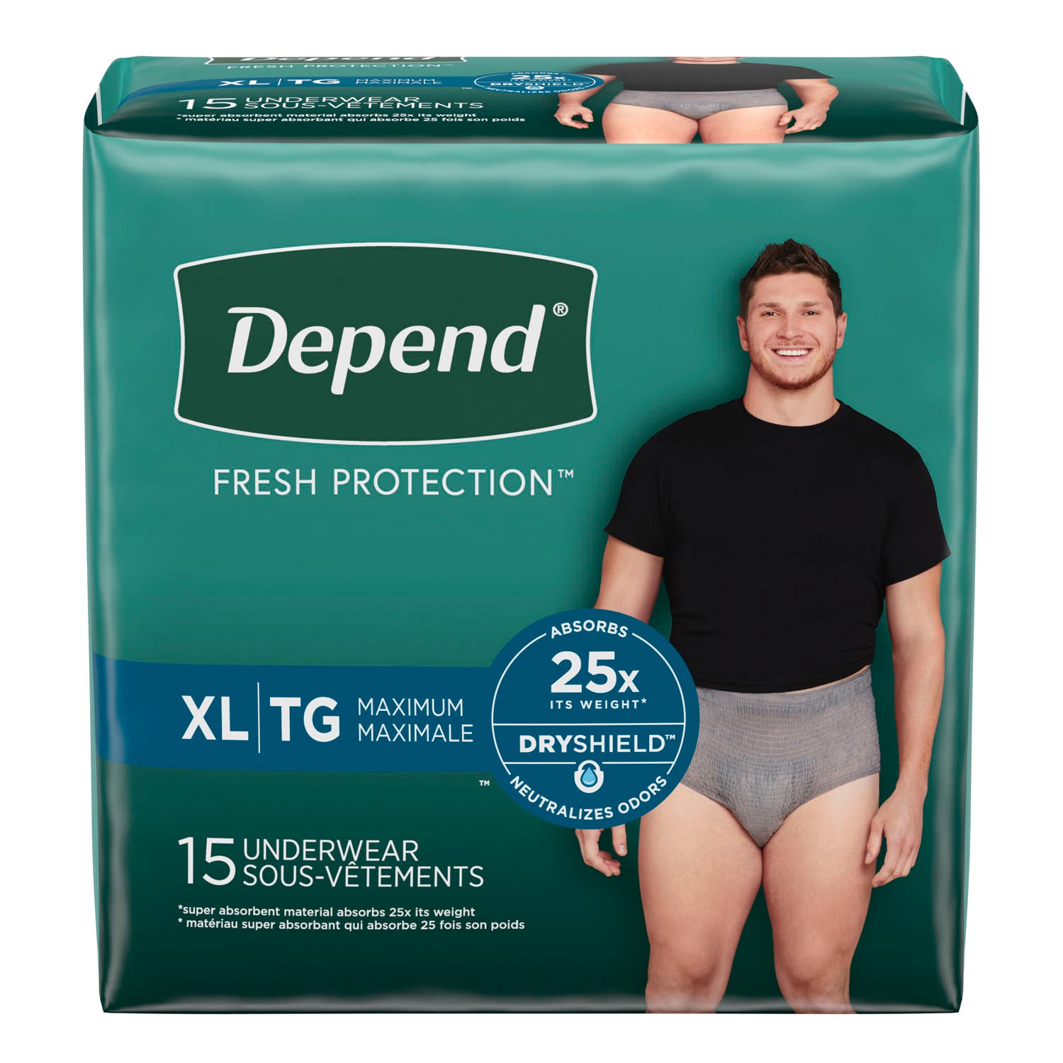 Underwear, Maximum Absorbency, X-Large, Men, 15/pk, 2 pk/cs