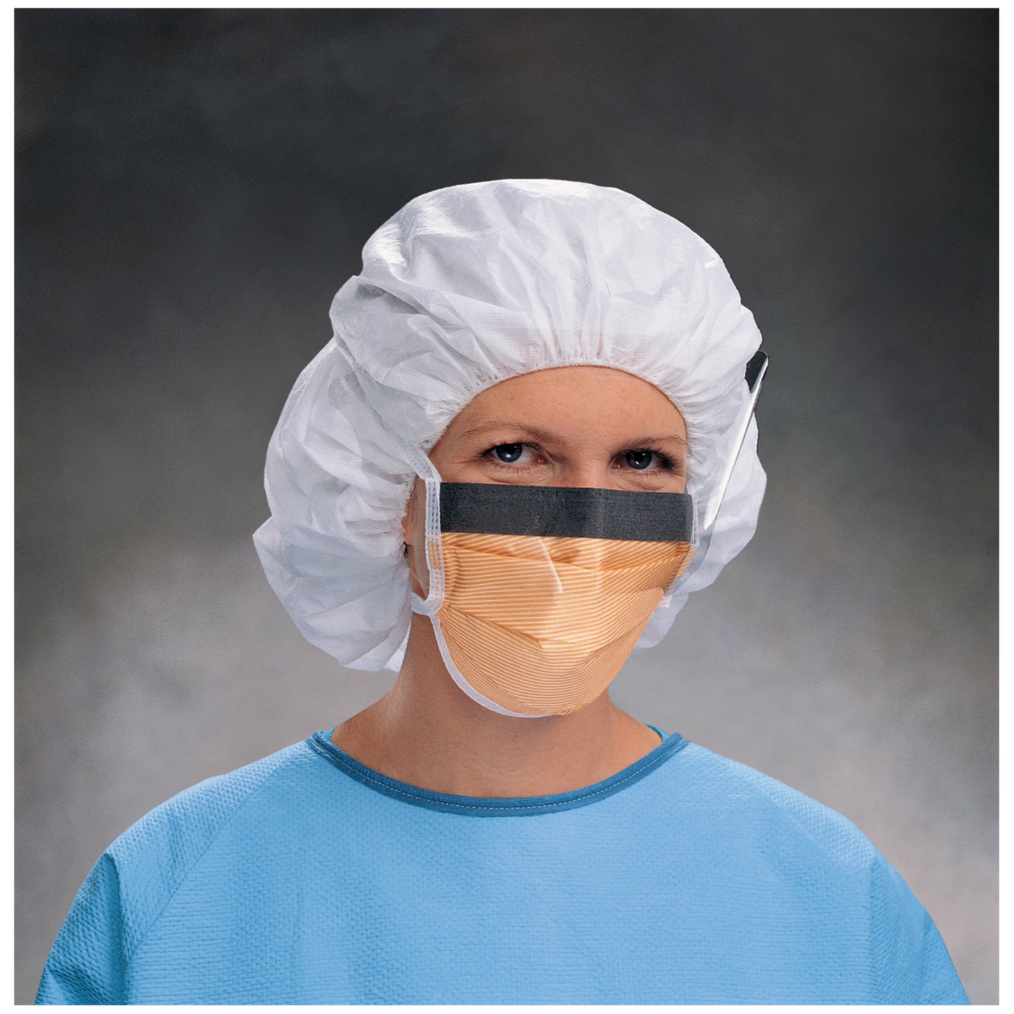 Fluidshield Fog-Free Surgical Mask with Ties, Level 3, Wraparound Visor, Orange, 25/pkg, 4 pkg/cs (US Only)