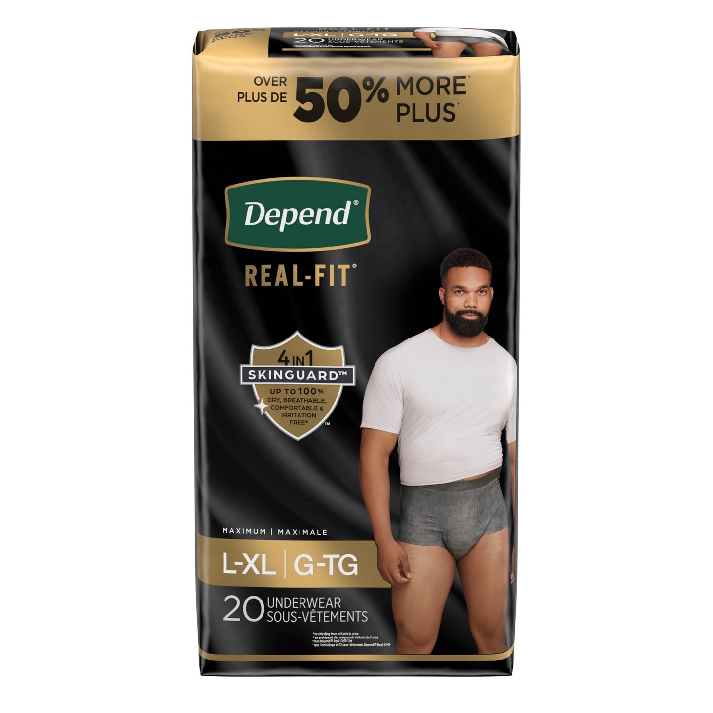 Real Fit Briefs, Maximum Absorption, Men, Large/ X-Large, 20/pk, 2 pk/cs