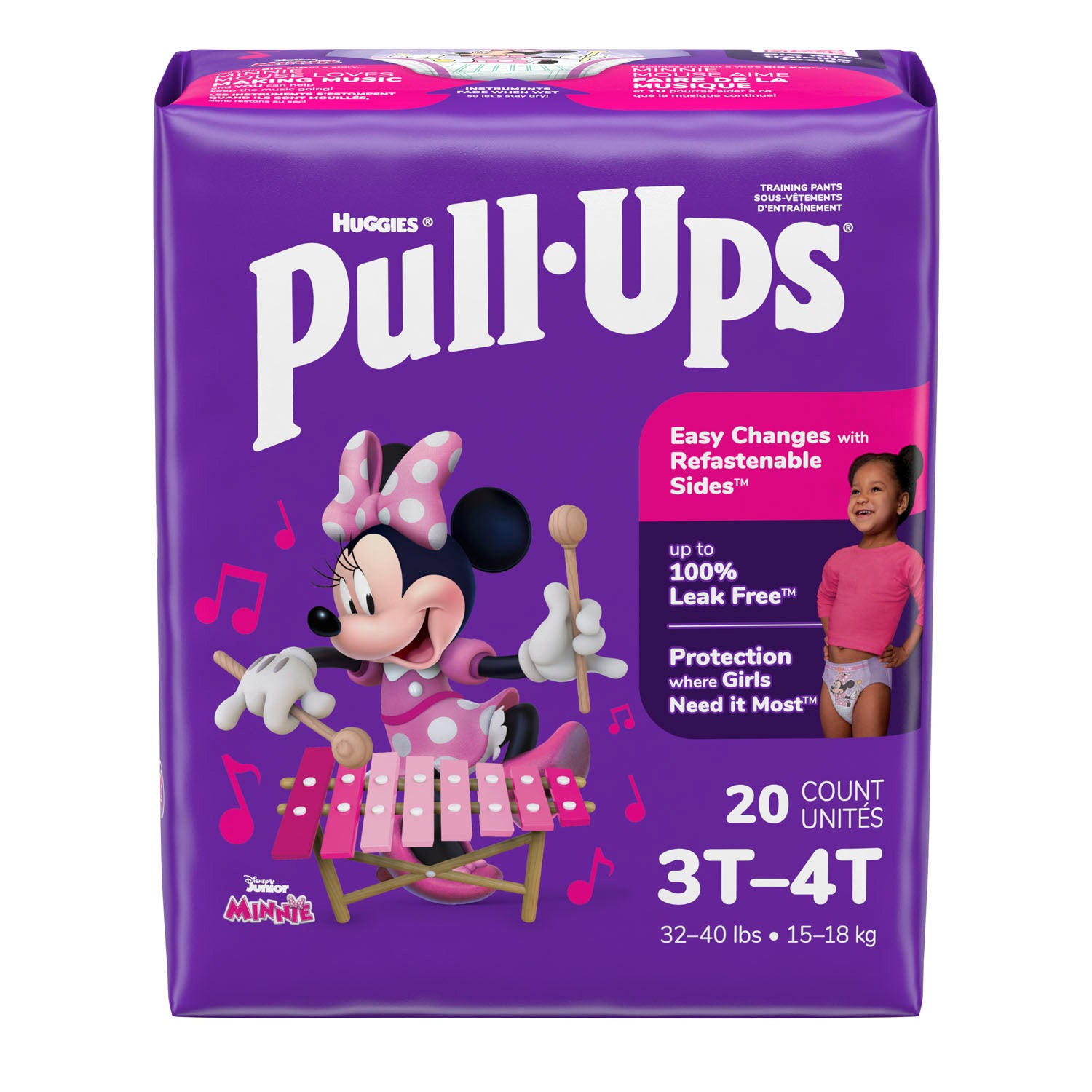 Training Pants, 3T-4T, Girls Jumbo Pack, 20/pk, 4 pk/cs