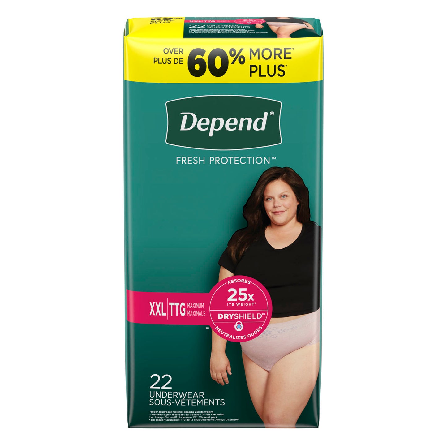 Underwear, Maximum Absorbency, 2X-Large, Women, Blush, 22/pk, 2 pk/cs 