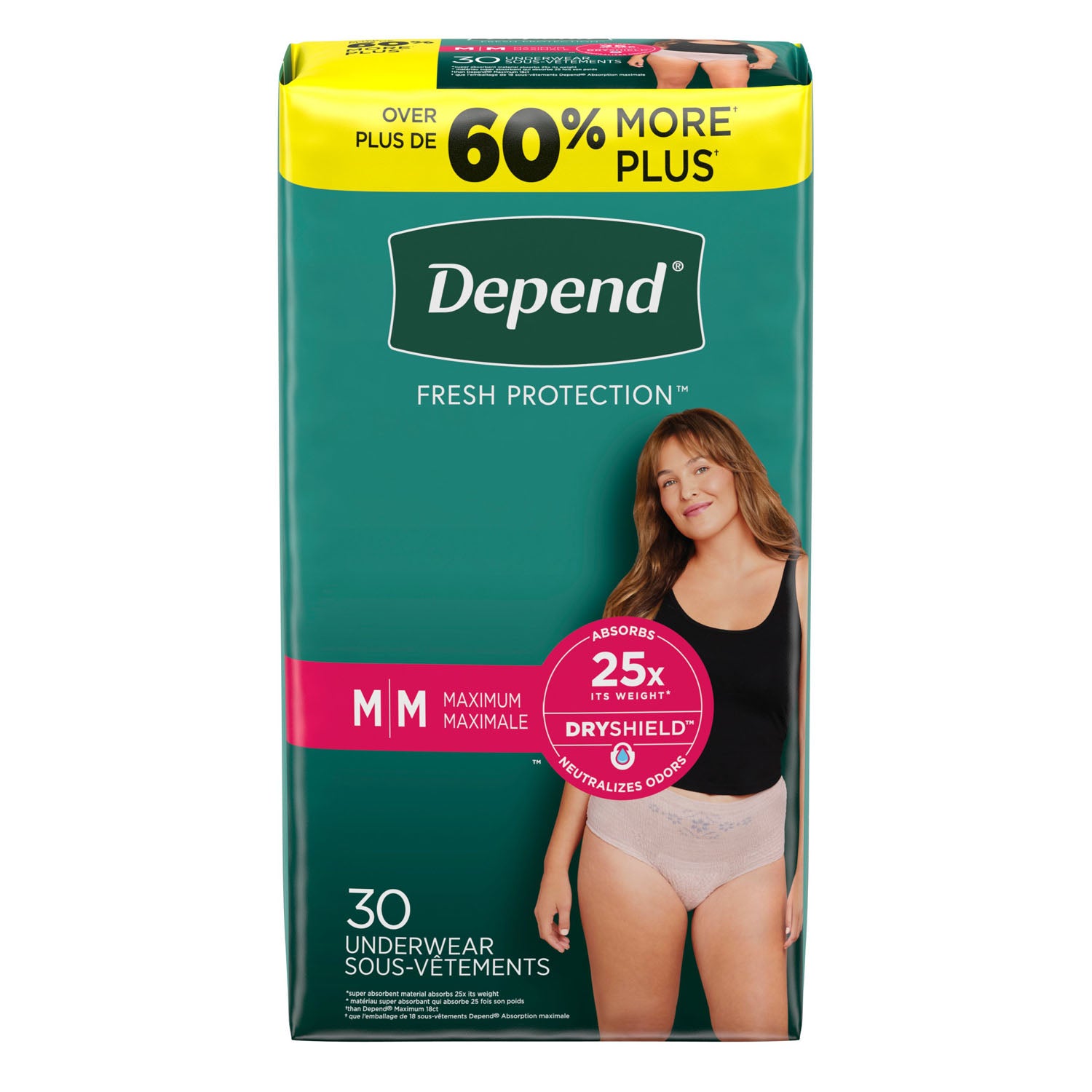 Underwear, Maximum Absorbency, Medium, Women, Blush, 30/pk, 2 pk/cs (54 cs/plt)