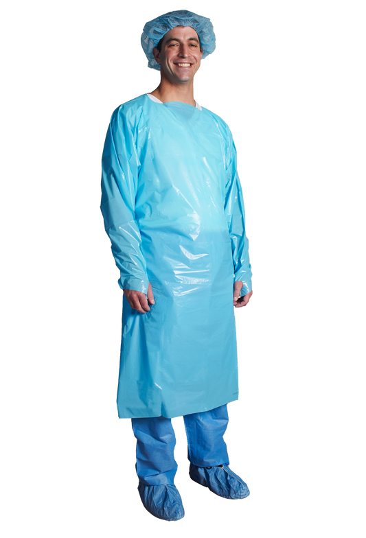 Gown, Polyethylene, X-Large, Universal Size, Thumbhook, Blue, 15/bg, 5 bg/cs (DROP SHIP ONLY)
