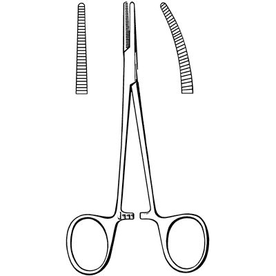 Merit Halsted Mosquito Forceps, 5", Straight, Serrated, Finger Ring, Stainless Steel, Reusable, Non-Sterile (DROP SHIP ONLY)