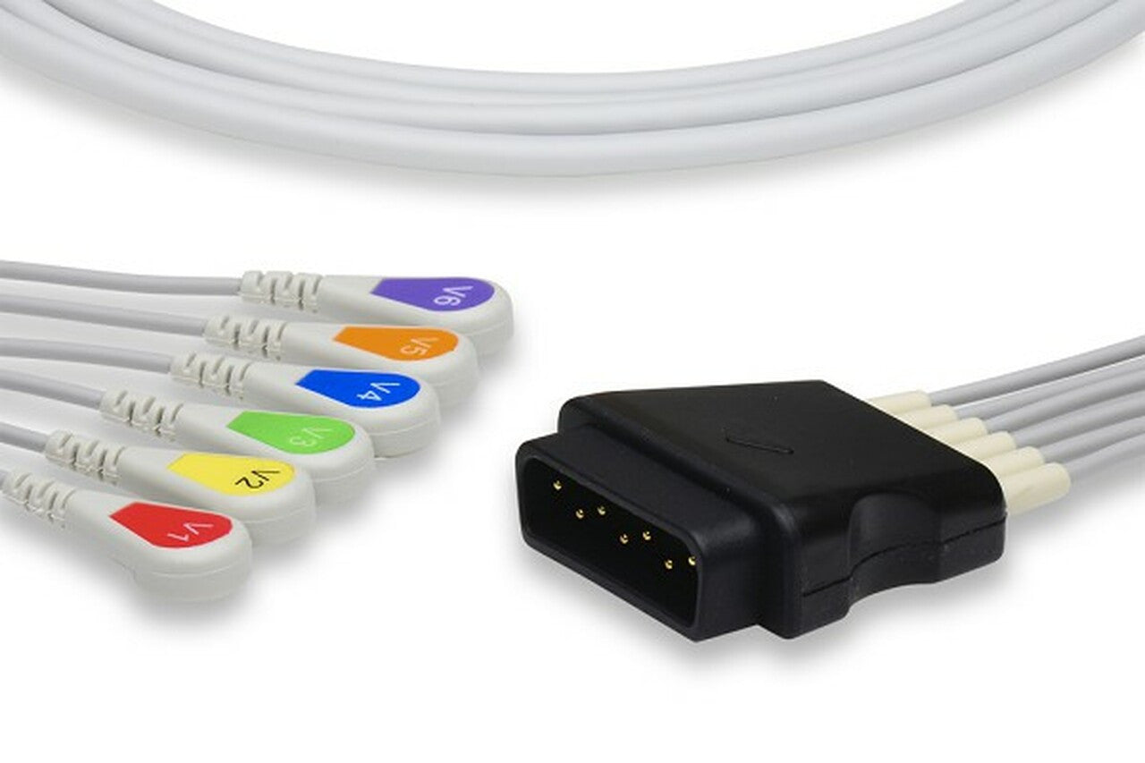 ECG Leadwire, 6 Lead Snap, Stryker>Medtronic>Physio-Control Compatible, w/ OEM: 11110-000103 (DROP SHIP ONLY) (Freight Terms are Prepaid & Added to Invoice - Contact Vendor for Specifics)