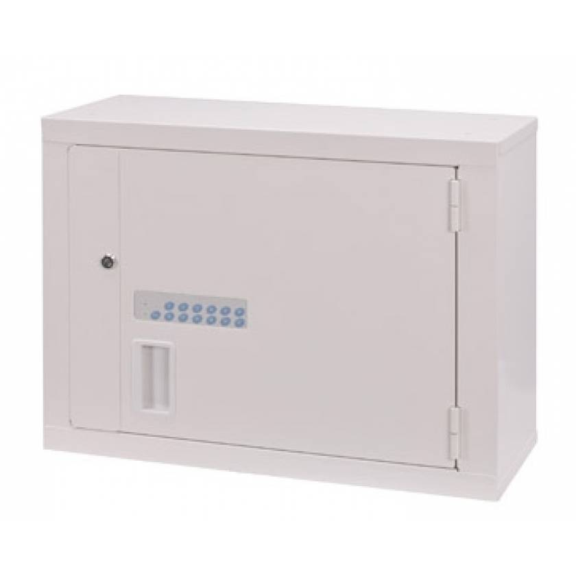High Security Cabinet, Electronic Lock, 1 Fixed Shelf & 1 Adjustable Shelf, 24" x 10" x 18", Beige (DROP SHIP ONLY)