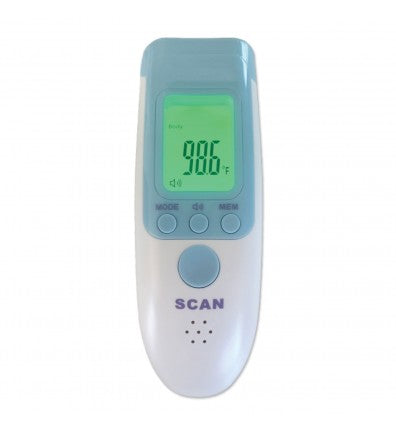 Infrared Thermometer, Non- Contact Reading in One Second, 1.2-2 Inches Distance From Forehead, LCD Digital Display Screen, Audible Voice Option, High Temperature Alarm, Displayed in Either F or C, Automatic Power-Off (30 Seconds), 1 Year Limited Warranty (JXB 183)