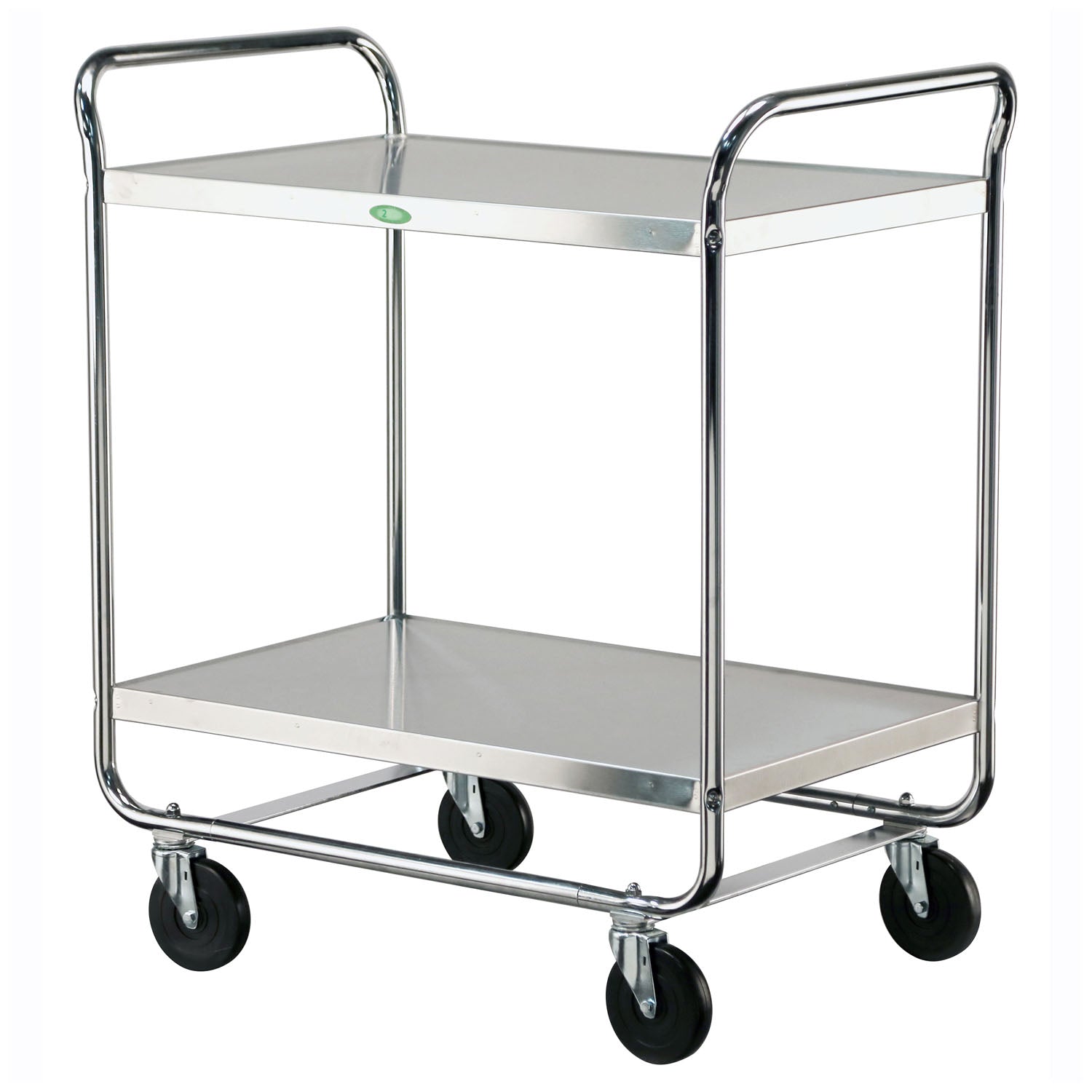 Medium Duty Cart, 2 Shelves, 23"W x 36"L x 40 1/8"H, 500 lb Capacity, 5" Swivel Casters, Chrome Plated Legs/ Frame, 21" x 33" Shelf, 21_" Clearance (DROP SHIP ONLY)