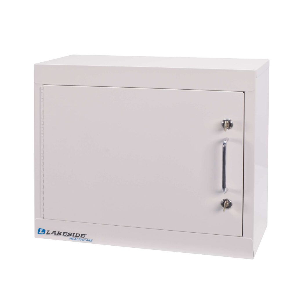 Single Door, Double Lock, Handle, 1 Adjustable Shelf, 18" x 8" x 15", Beige