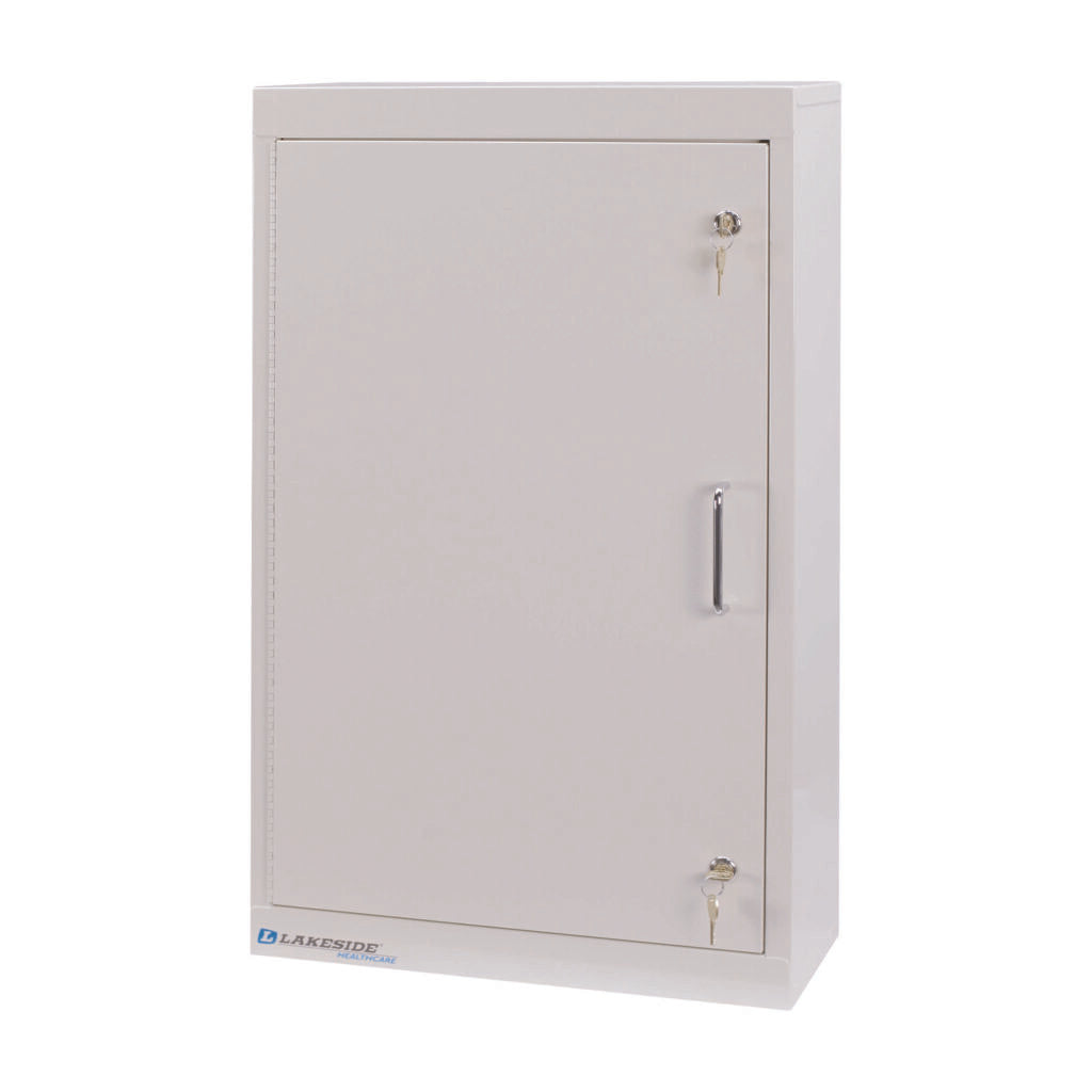Single Door, Double Lock, Handle, 2 Adjustable Shelves, 18" x 8" x 30", Beige