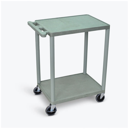 Cart, Two Shelves, Foam Plastic, Gray, 24"W x 18"D x 33.5"H, (4) 4" Heavy Duty Casters (2 with Locking Brakes), Maximum Weight Capacity 400lbs (DROP SHIP ONLY)