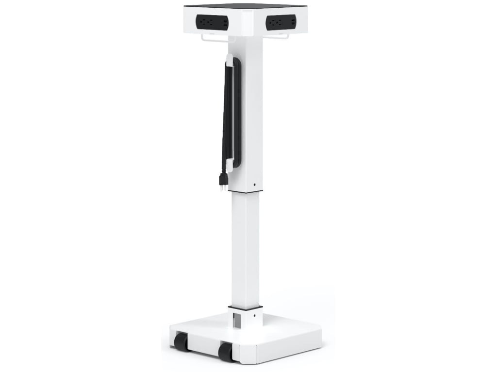 Mobile Charging Tower, 125V AC Outlets, 2.4A USB Outlets, Overall Dimensions: 14 W x 14 D x 26.5 to 40 H