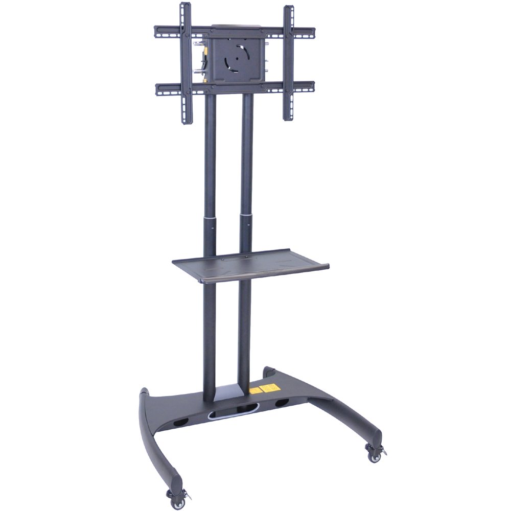 TV Stand with Mount, Adjustable-Height, 32.75"W x 28.75"D x 46.5"-62.5"H, Fits TV sizes 32"-70", (4) 2" Nylon Casters with Locking Brakes, Steel Frame, Maximum Weight Capacity 100 lbs., Assembly Required (DROP SHIP ONLY)