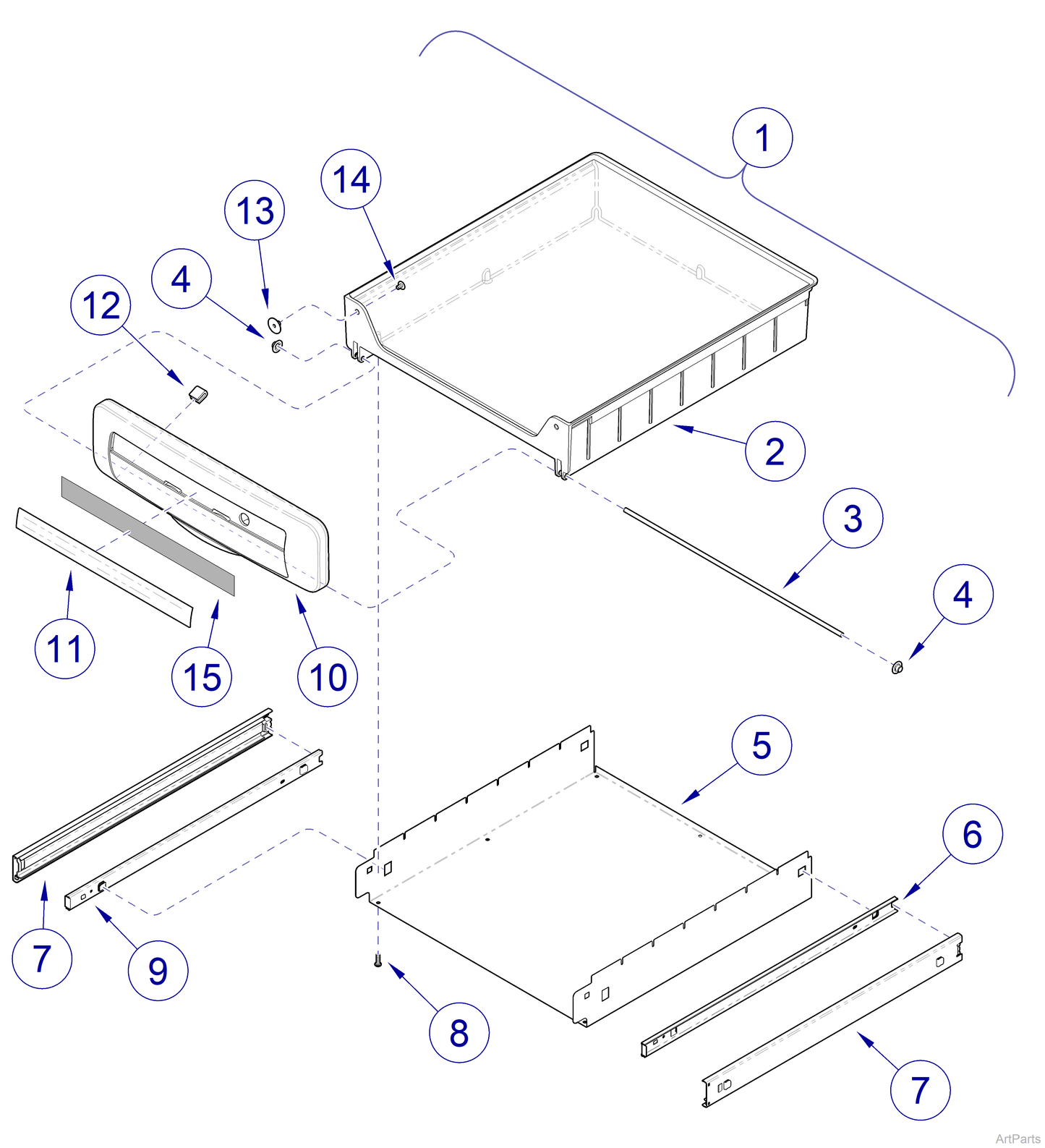 Fold Down Drawer Slide, w/o Inner Slide (US Only) (DROP SHIP ONLY) (Delivery Info Sheet Required)