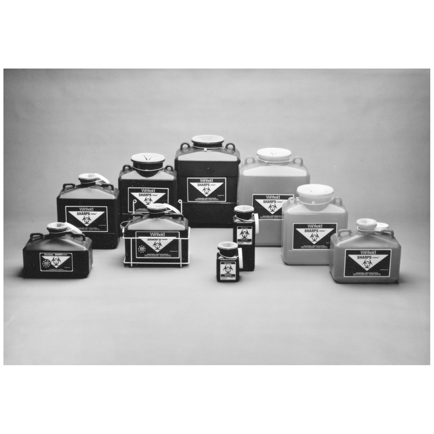 Sharps-Tainers, Large Wide Opening, Locking Cap, 12" x 9" x 11", 12 Qt, Red, Print Label: Biohazard, Biohazard Symbol, 12/cs