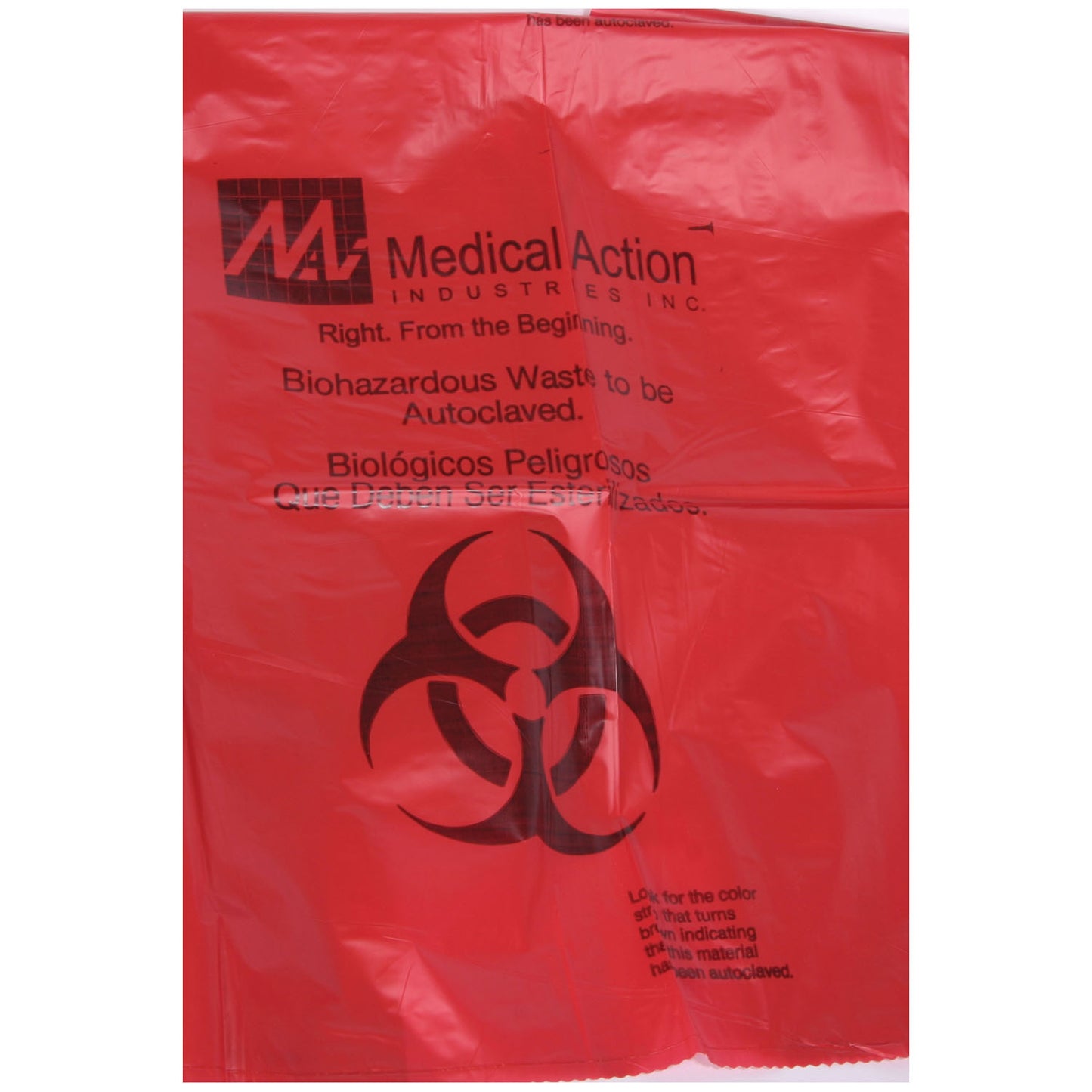 Biohazard Bag, 25" x 30", 1.8 mil, 12-14 Gal, Clear/ Black, Print/ Label, Max. Temp 285F, Biohazard Labeling, Biohazard Symbol, English/ Spanish, 200/cs (40 cs/plt)