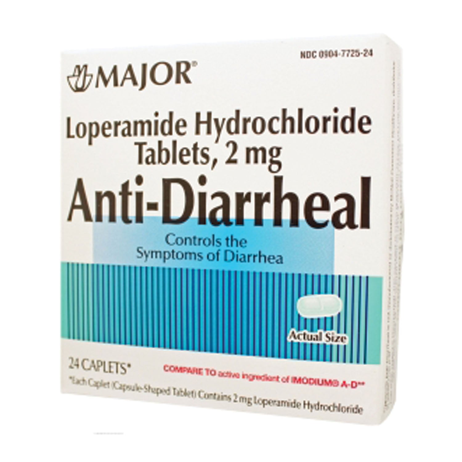 Anti-Diarrheal, Caplets, 24s, Boxed, Compare to Imodium A-D, NDC# 00904-7725-24 (US Only) 
