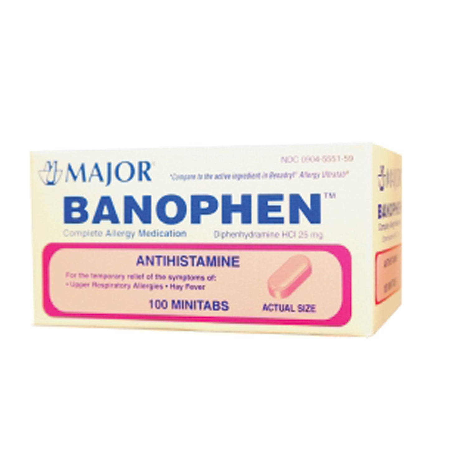 Banophen, Mini-Tabs, 25mg, 100s, Compare to Benadryl Mini-Tabs, NDC# 00904-5551-59 (US Only)