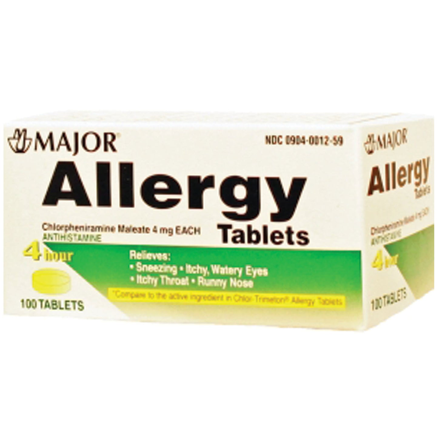 Allergy Tablets, 4mg, 100s, Compare to Chlor-Trimeton Tabs, NDC# 00904-0012-59 (US Only) 