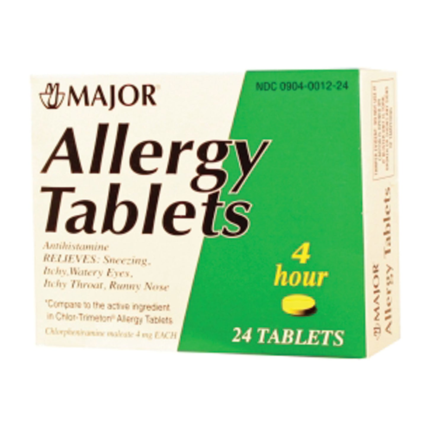 Allergy Tablets, 4mg, 24s, Compare to Chlor-Trimeton Tabs, NDC# 00904-0012-24 (US Only)