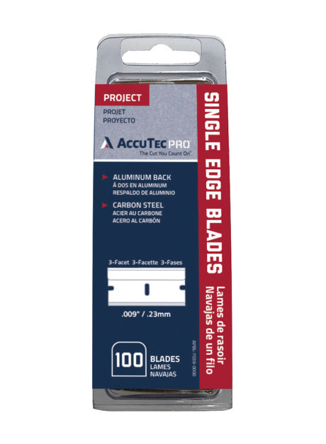 Pro Single Edge Blade, .009 High Carbon Steel, Aluminum Back, 100/cs