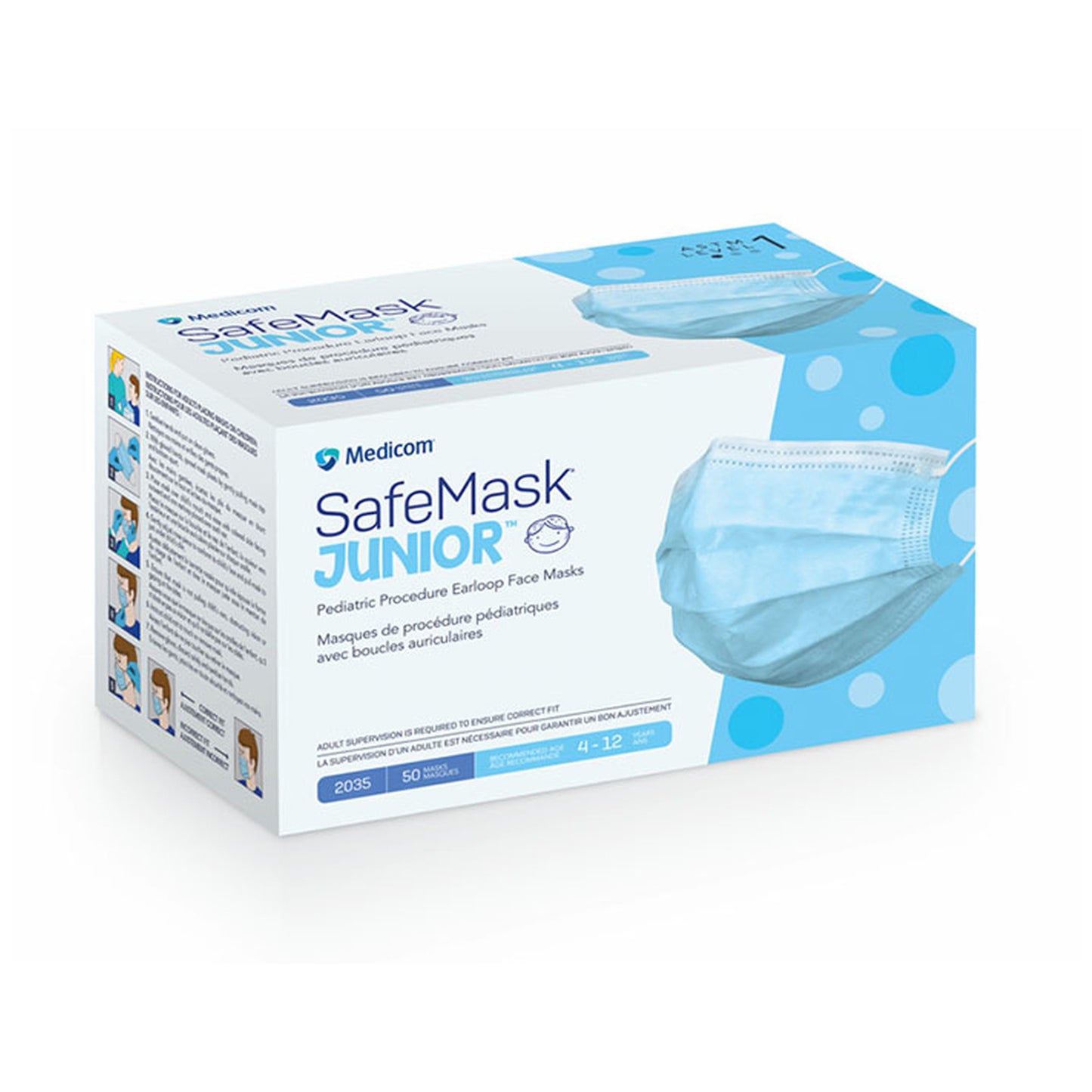 SafeMask Junior Earloop Face Mask, ASTM L1, Blue, 50/bx, 10 bx/cs