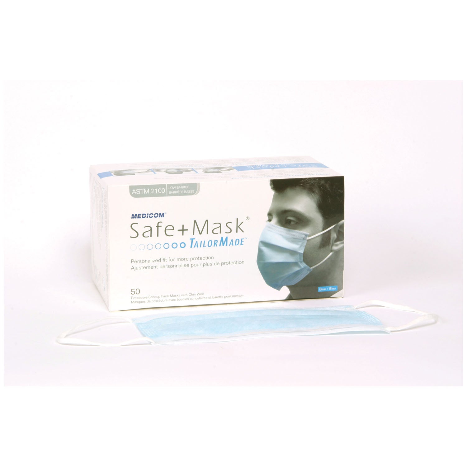 Procedure Earloop Mask with Chin Wire, ASTM LEVEL 1 Low Barrier, Blue, 50/bx, 10 bx/cs (Not Available for sale into Canada)