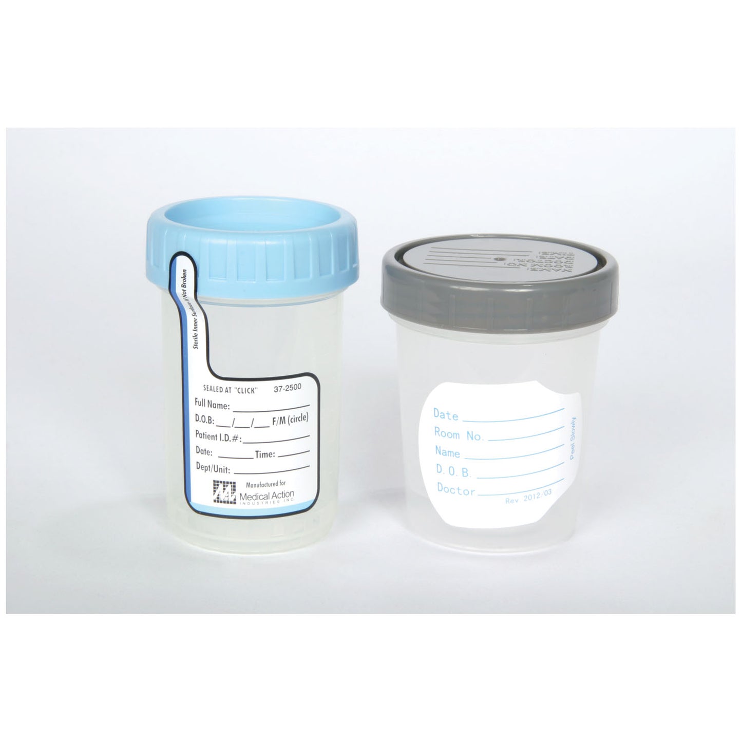 Specimen Container, ClikSeal Sterile, Tamper Evident Seal, Screw Cap, Graduations: Ounces .25 to 4 @ .25 oz, ccs 20 to 120 @ 10cc, Disposable, Latex Free (LF), 100/bg, 3 bg/cs (18 cs/plt)