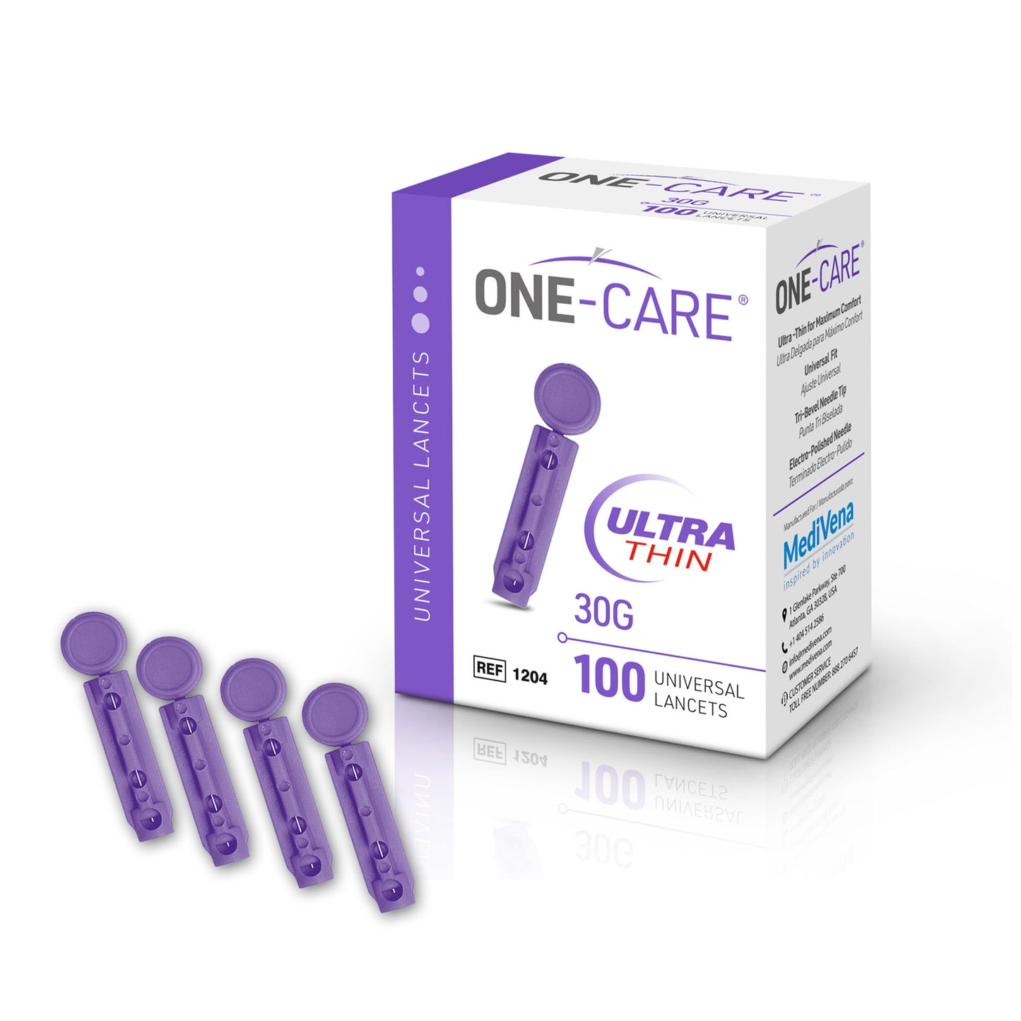 Twist Top Lancets, Universal Design, Ultra-Thin 30G, Purple, 100/bx