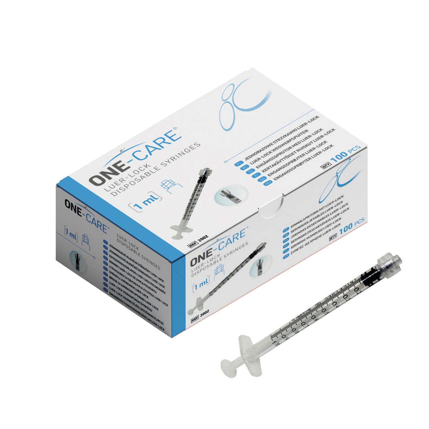 Luer-Lock Syringes, 1ml, 3-part, 100/bx