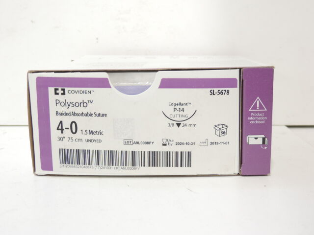 Suture, Pre-Cut, Size 4-0, Violet, 12x18", No Needle, 2 dz/bx (Continental US Only)