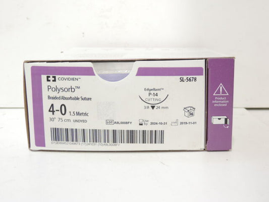 Suture, Pre-Cut, Size 4-0, Violet, 12x18", No Needle, 2 dz/bx (Continental US Only)