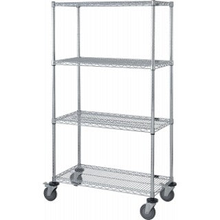 Cart, 24"W x 36"L x 80"H, 74"H Post, 5" Stem Caster Unit, Chrome (DROP SHIP ONLY)