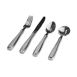 Weighted Dinnerware, Set of 4 Includes: Fork, Knife, Teaspoon & Soupspoon (A handling charge of $9.95 will be added to any order under $25.00) (DROP SHIP ONLY)