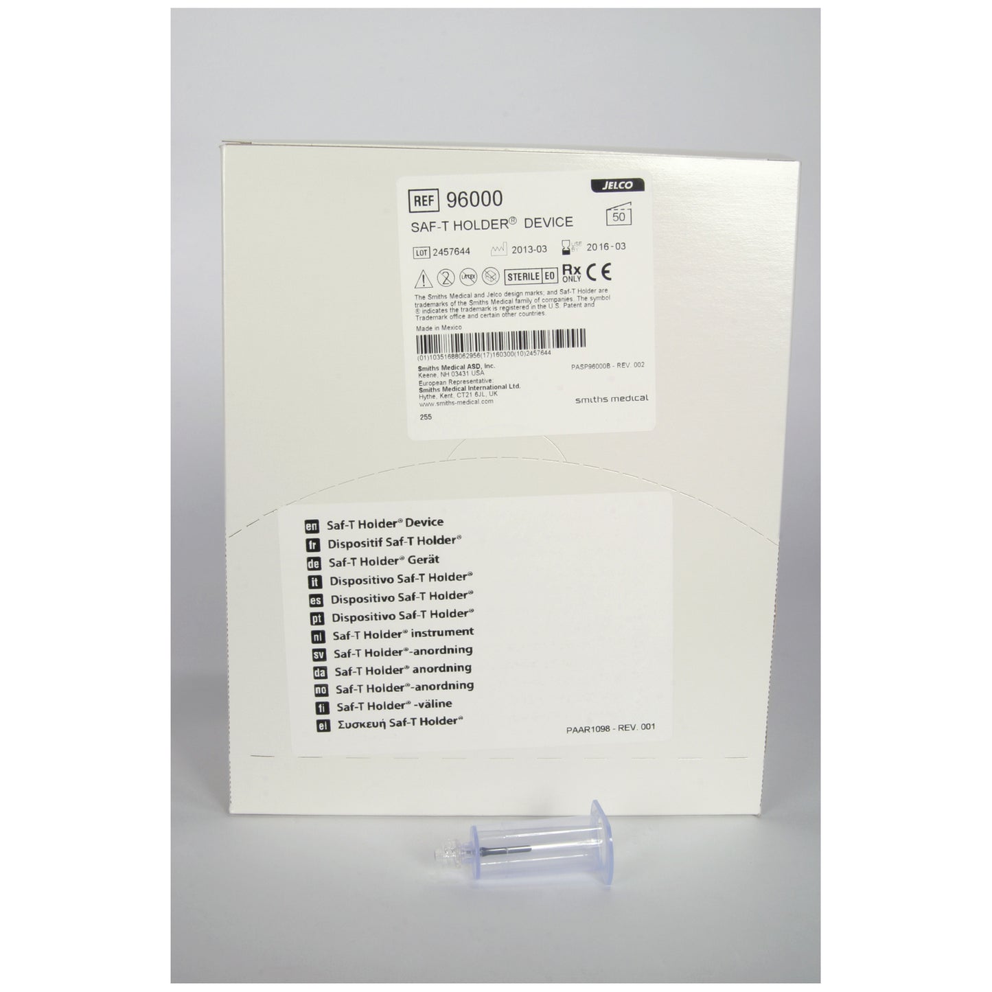 Saf-T Holder, Male Luer Lock Adaptor, 50/bx, 4 bx/cs (US Only)