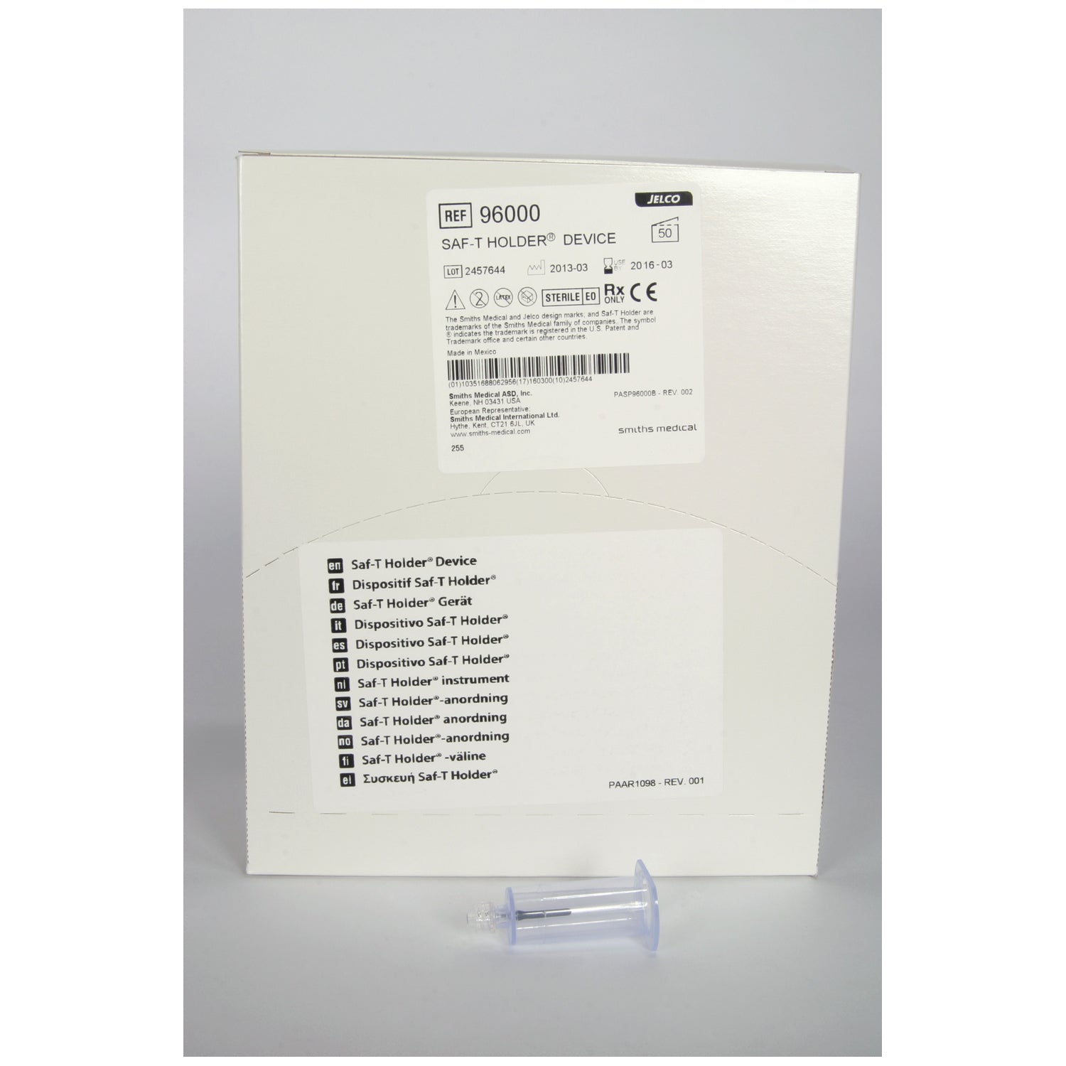 Saf-T Holder, Male Luer Lock Adaptor, 50/bx, 4 bx/cs (US Only)