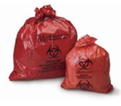 Infectious Waste Bag with Biohazard Symbol, 33" x 40", Red, 14 mic, 33 Gal, 500/cs