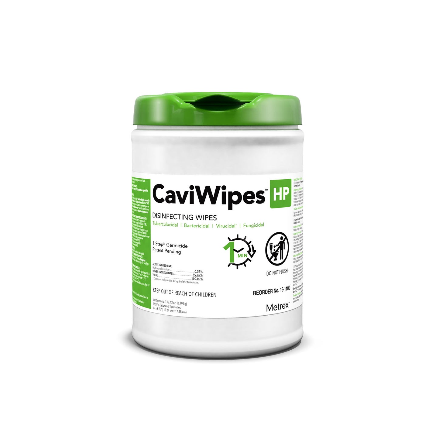 CaviWipes HP, 6" x 6.75", 160 Wipes per Canister, 12 can/cs (US Only)