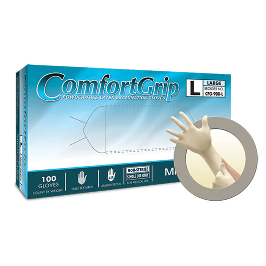 Exam Gloves, PF Latex, Textured, Medium, 100/bx, 10 bx/cs (60 cs/plt) (US Only)