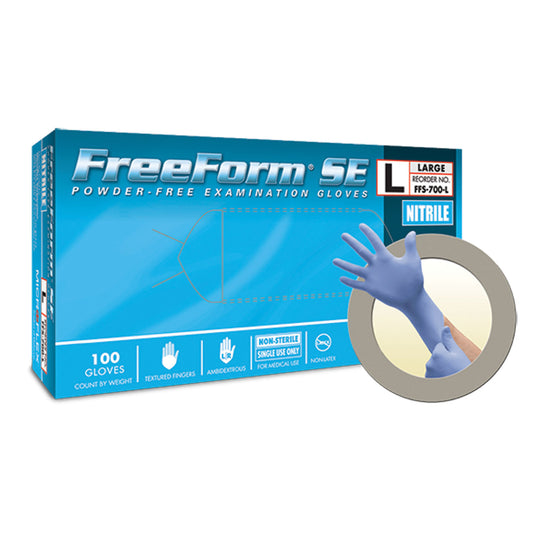 Exam Gloves, PF Nitrile, Textured Fingers, Blue, X-Large, 100/bx, 10 bx/cs (US Only)