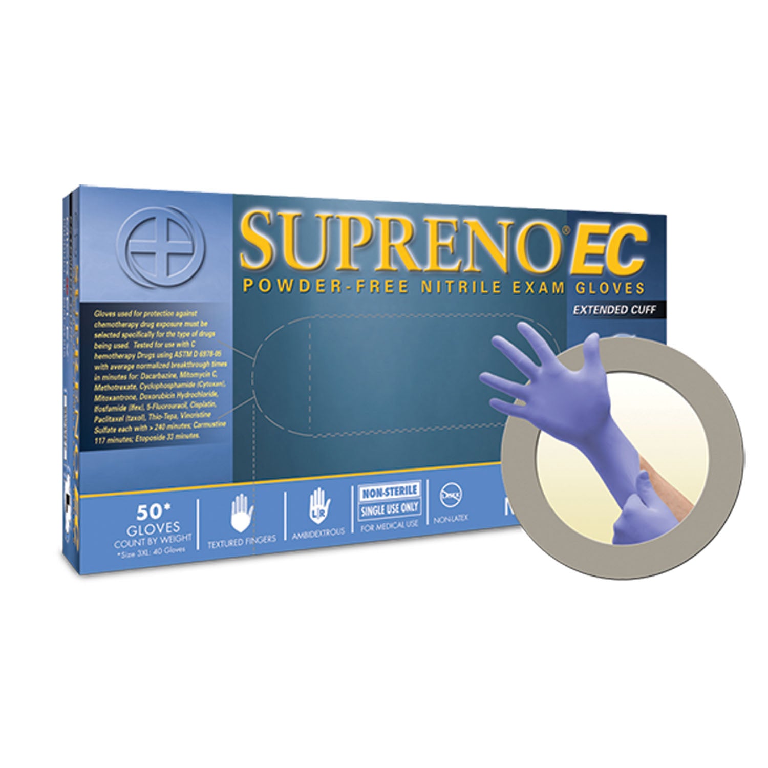 Exam Gloves, Nitrile Extended Cuff, PF, Latex-Free, Textured Fingers, Blue, XXX-Large, 40/bx; 10 bx/cs (US Only)