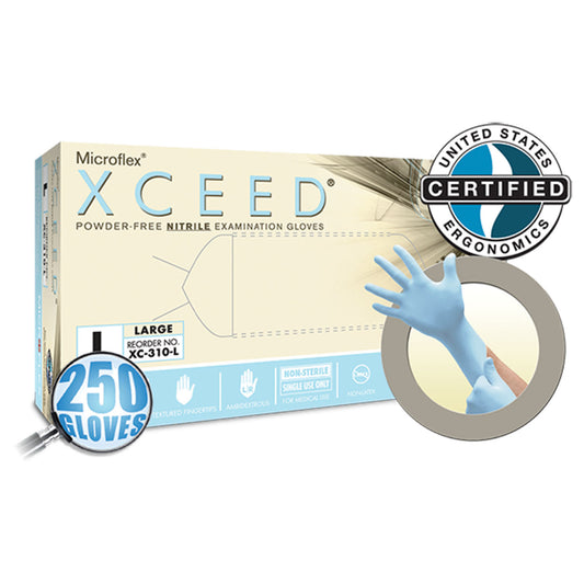 Exam Gloves, PF Nitrile, Textured Fingertips, Blue, Medium, 250/bx, 10 bx/cs (60 cs/plt) (US Only)