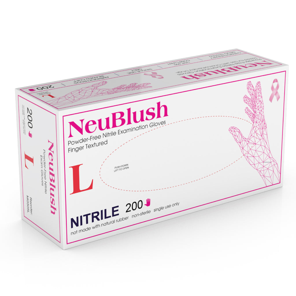 NeuBlush Nitrile Exam Glove, Powerder-Free (PF), Latex-Free (LF), Non-Sterile, Finger-Textured, Blush, X-Small, 200/bx, 10 bx/cs