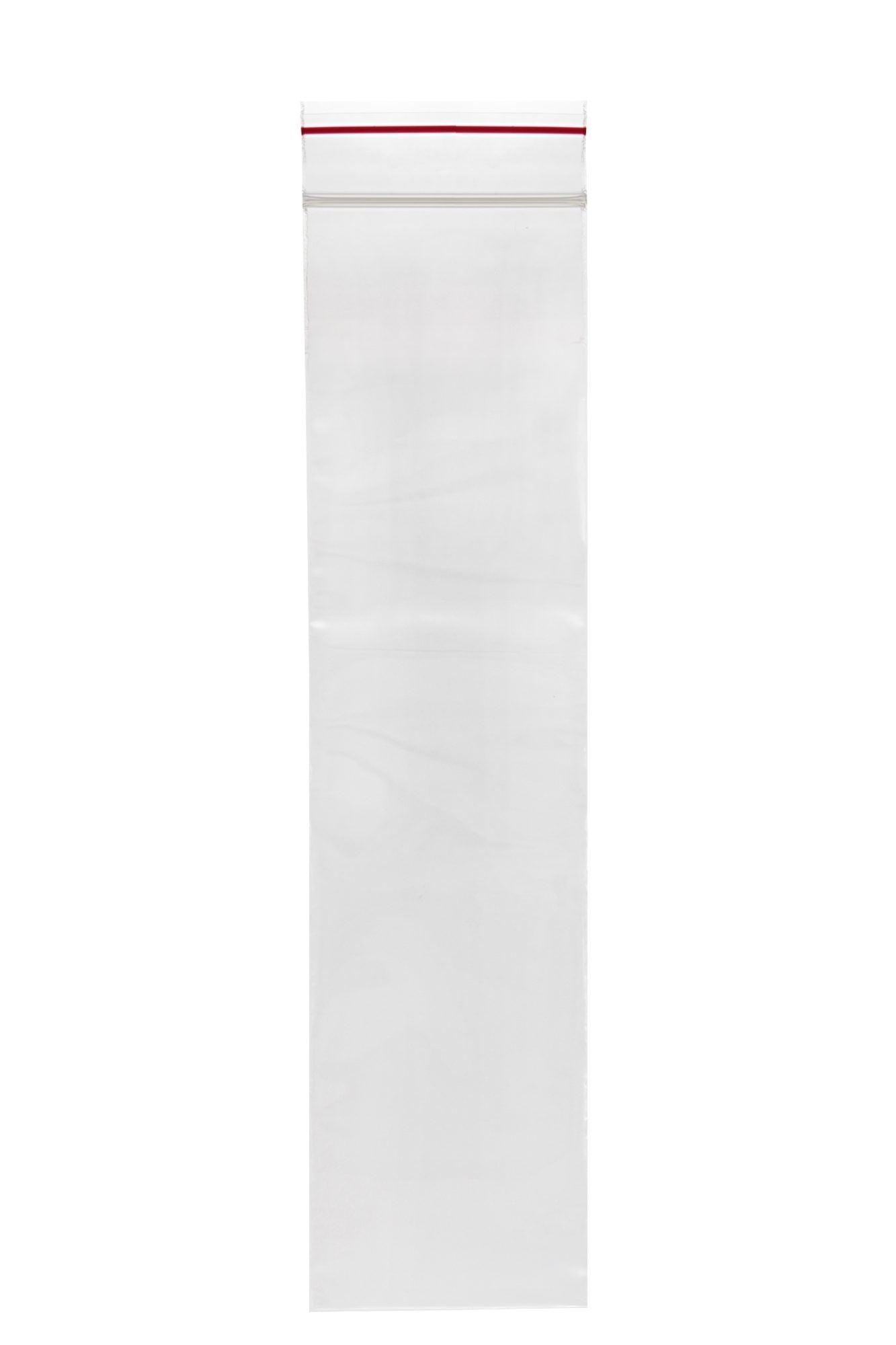 Minigrip Red Line Zip Closure Bags, 2 Mil, Clear, LDPE Film, Flat Pack, 2 x 8, 100/pk, 10 pk/cs