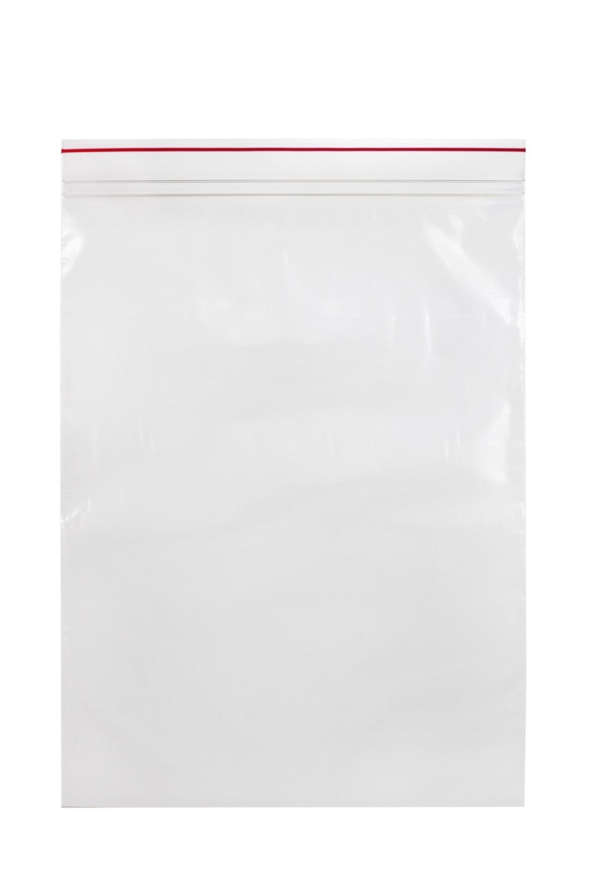 Minigrip Red Line Zip Closure Bags, 6 Mil, Clear, LDPE Film, Flat Pack, 10 x 12, 100/pk, 5 pk/cs