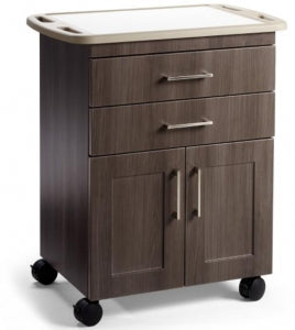 Mobile Treatment Cabinet, (2) 4in Drawers, Double Door, 18" Deep, 3" Casters, Frost (S), Kydex, Contour Profile (Pricing subject to change depending on build  Please reach out to Midmark Customer Service Team for pricing) (US Only) (DROP SHIP ONLY) (Delivery Info Sheet Required)
