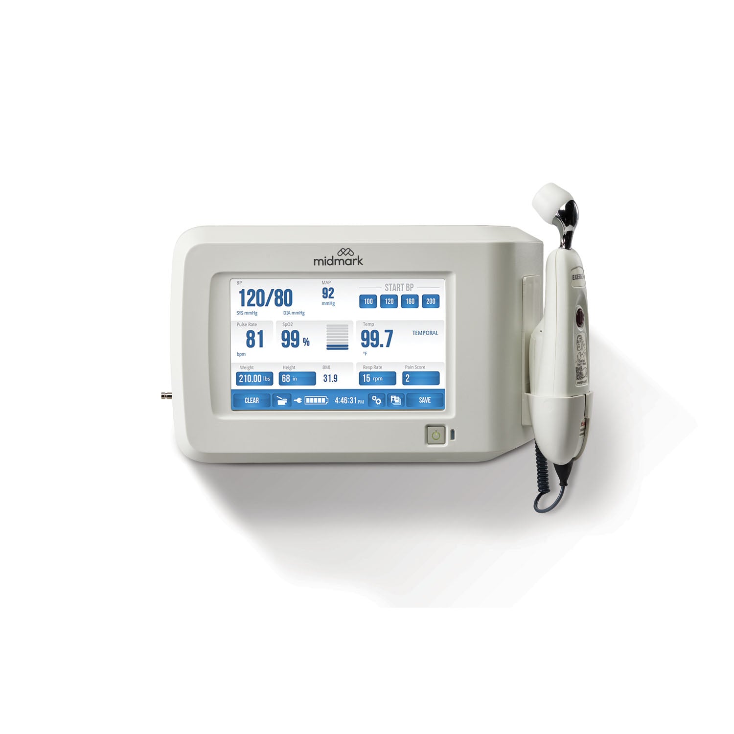 Midmark Digital Vital Signs Device w/Touchscreen, Blood Pressure, Exergen TemporalScanner and SpO2 (US Only) (DROP SHIP ONLY) (Delivery Info Sheet Required)