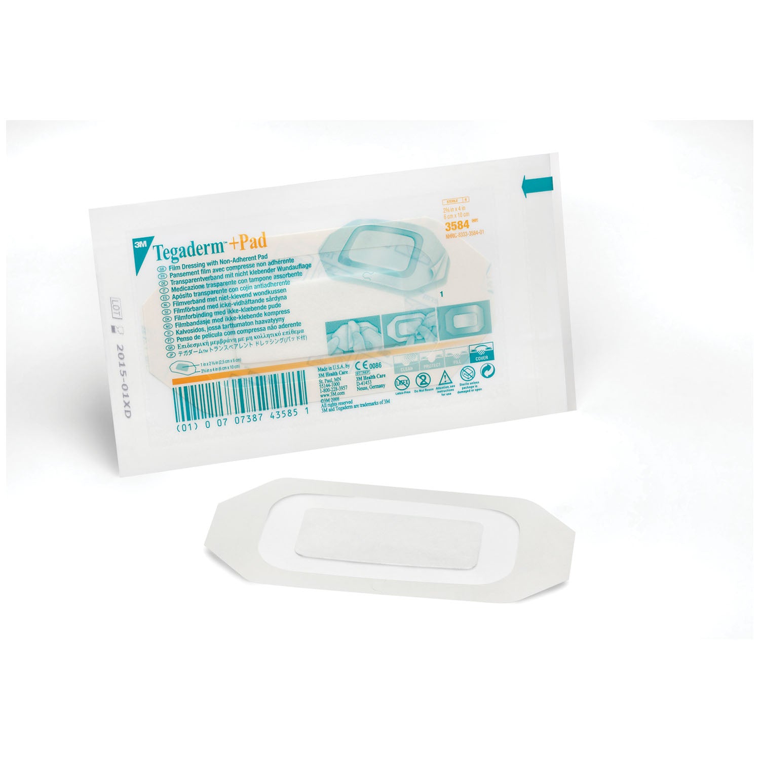 Transparent Dressing, 2 3/8" x 4", Pad Size 1" x 2 3/8", 50/bx, 4 bx/cs (Continental US+HI Only)