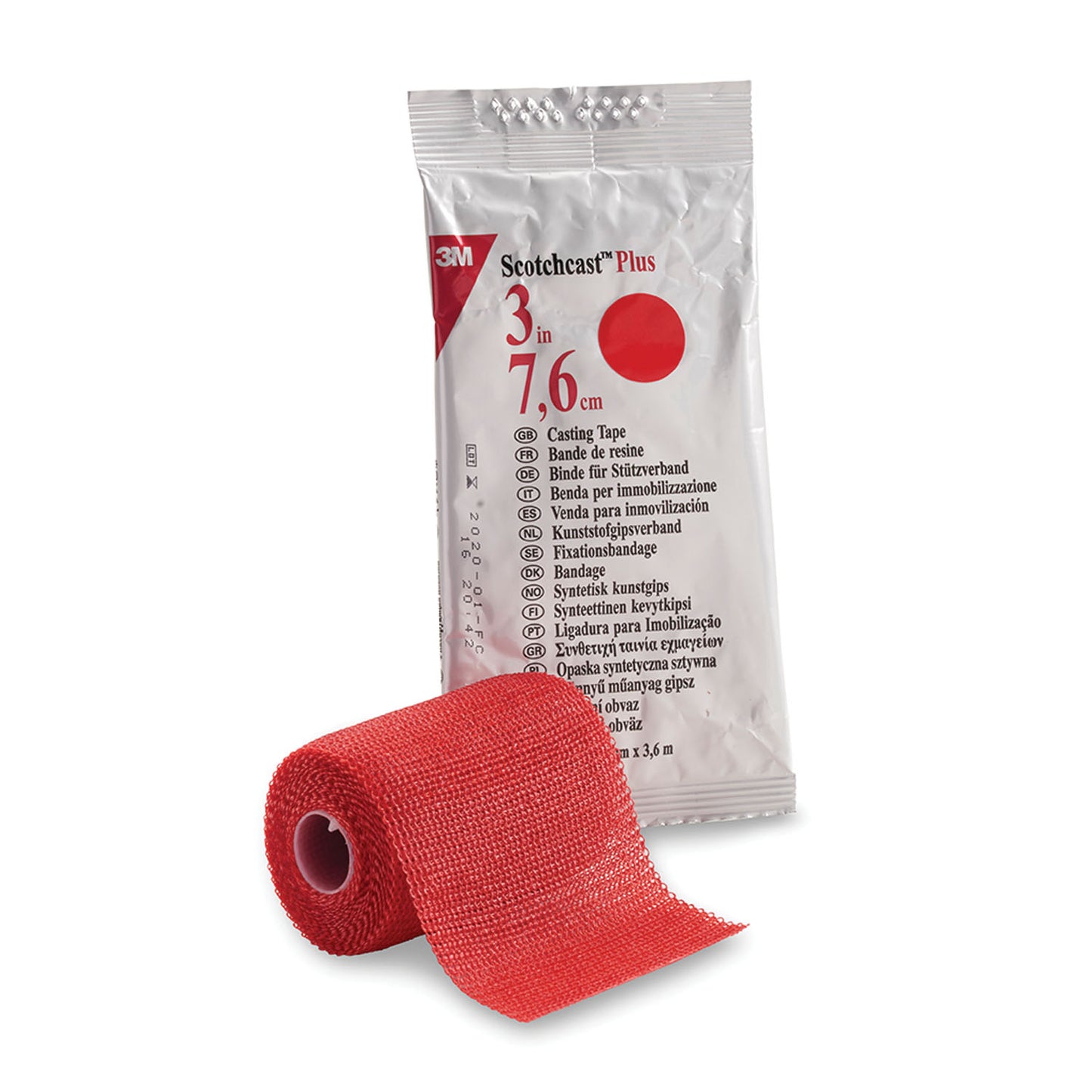 Plus Casting Tape, 3" x 4 yds, Red, 10/cs (Continental US+HI Only)